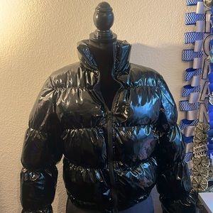 Black Shiny Puffcoat
